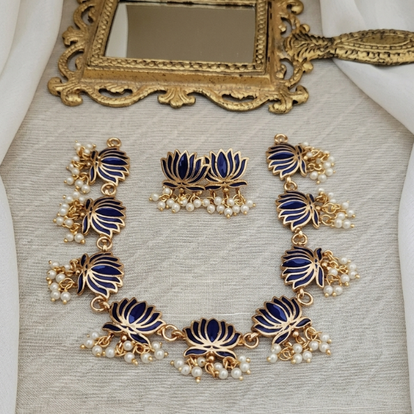 Royal Blue Lotus Necklace